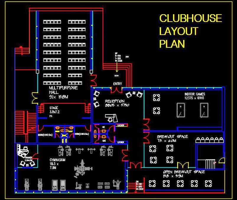 Clubhouse Architecture Drawing for Residential Projects